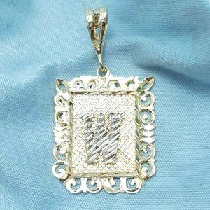 Beautiful 14K Karat Solid Two Tone Multi Tone Designer Letter "W" Charm Pendant